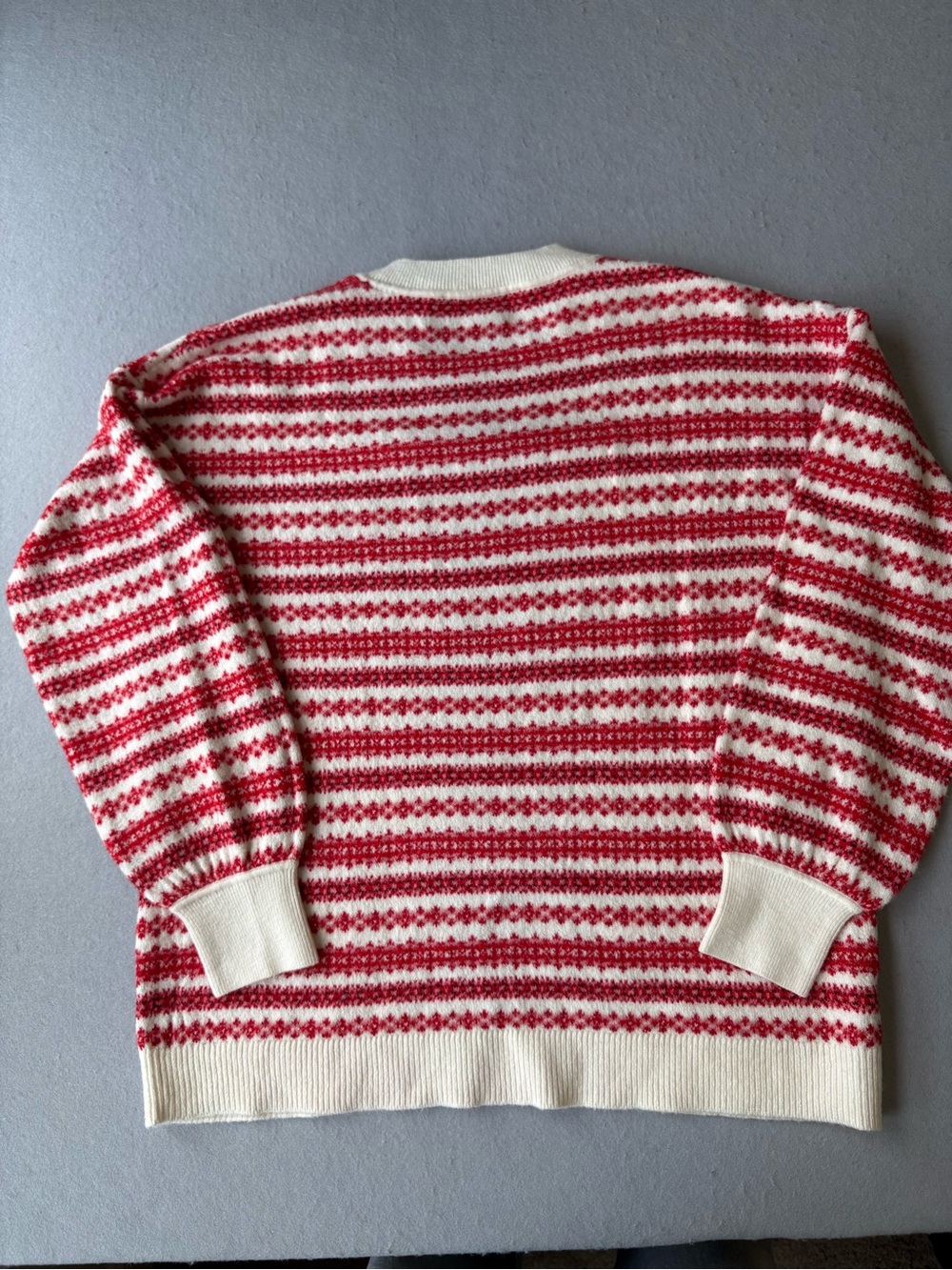 LOFT Fair Isle Red & White Striped Everyday Crewneck Sweater Sz L - Picture 6 of 6